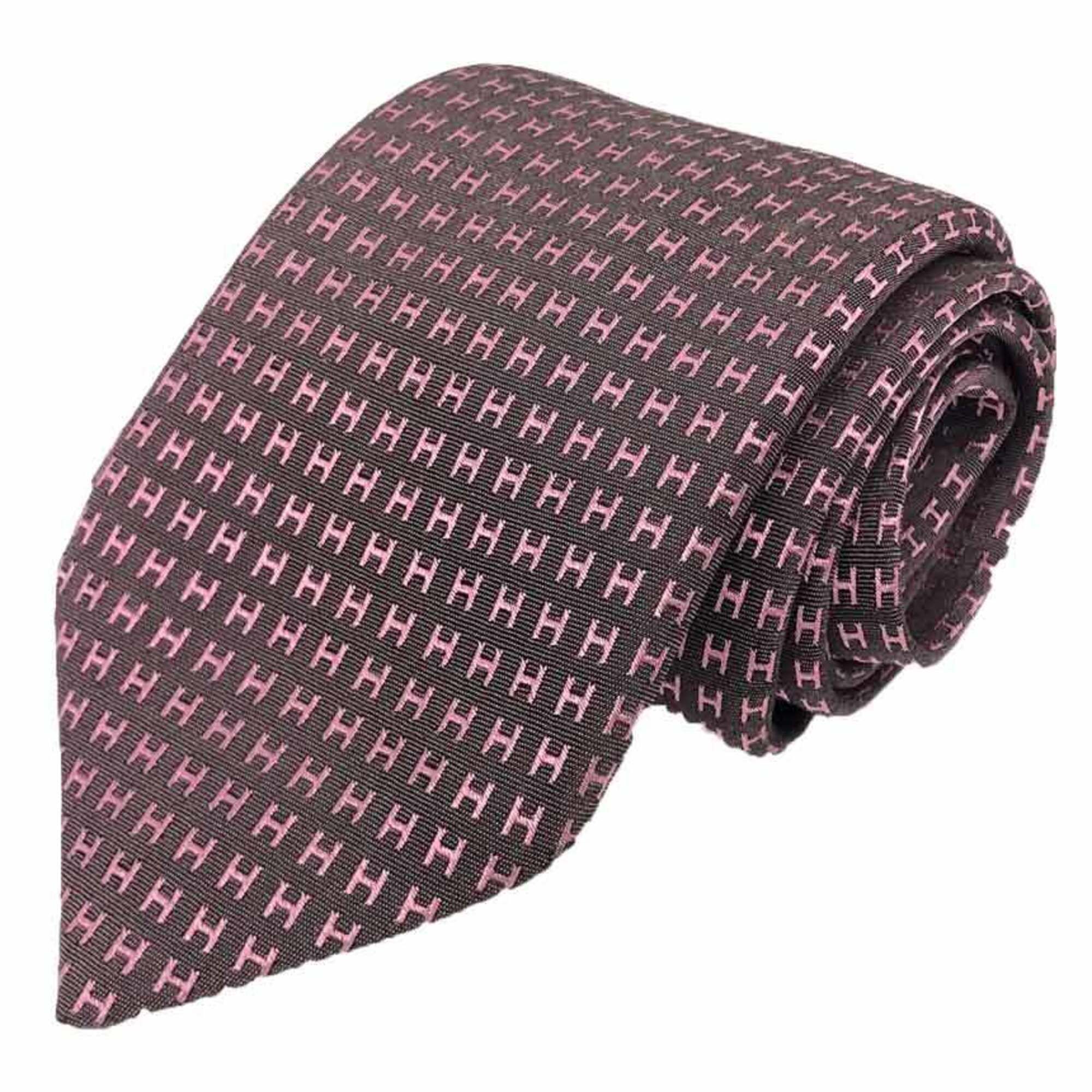 Hermes Hermes Tie, H Pattern, Faconnee Bicolore, Purple X Pink, Silk, Men's.
